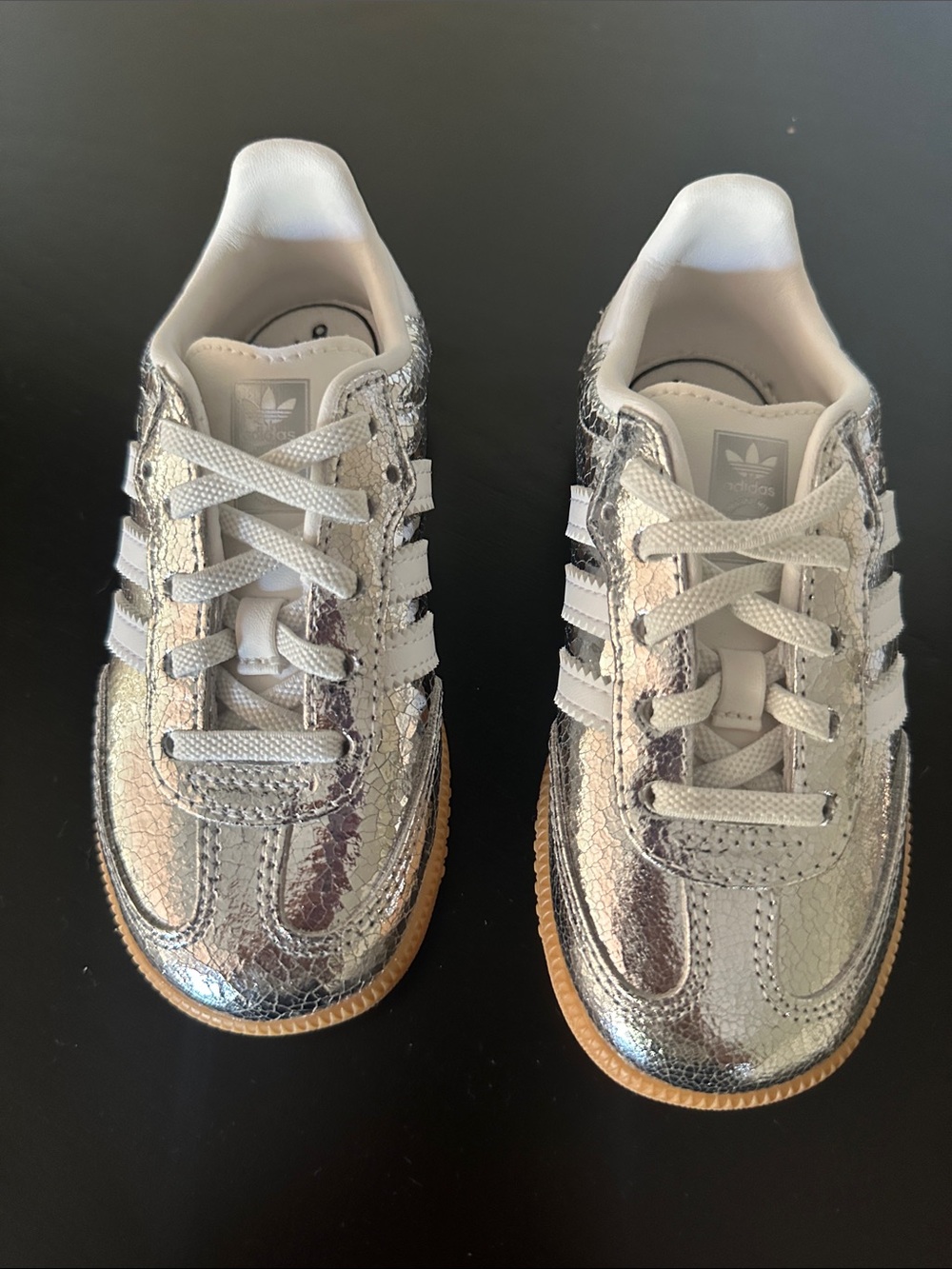adidas Kids Metallic Silver Classic Three-Stripe Sneakers